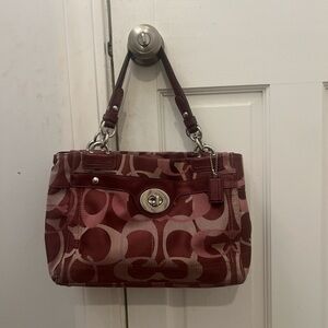 Coach Maroon Signature Shoulder Bag